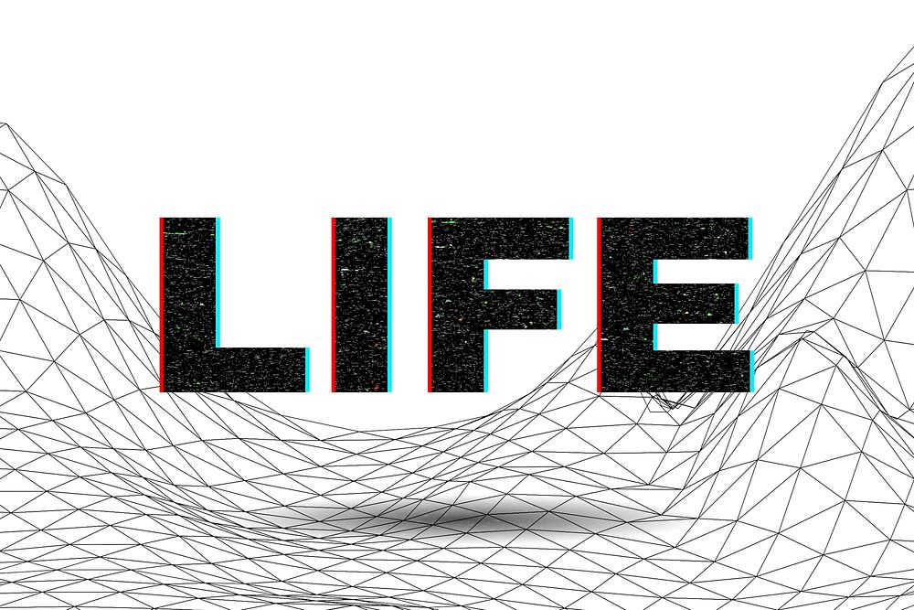 Text LIFE typography wavy background