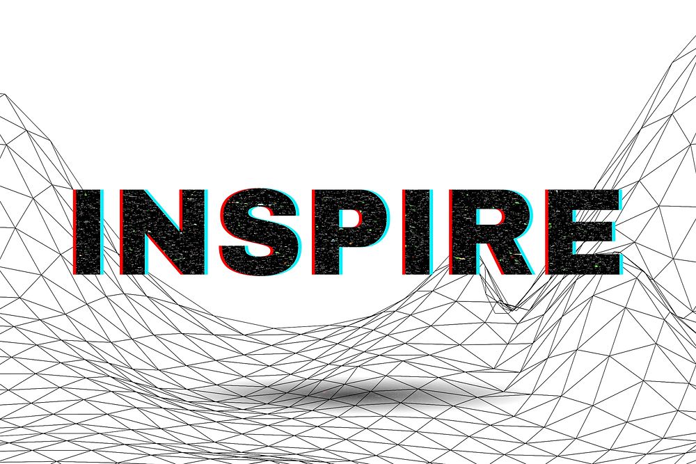 Text INSPIRE typography wavy background