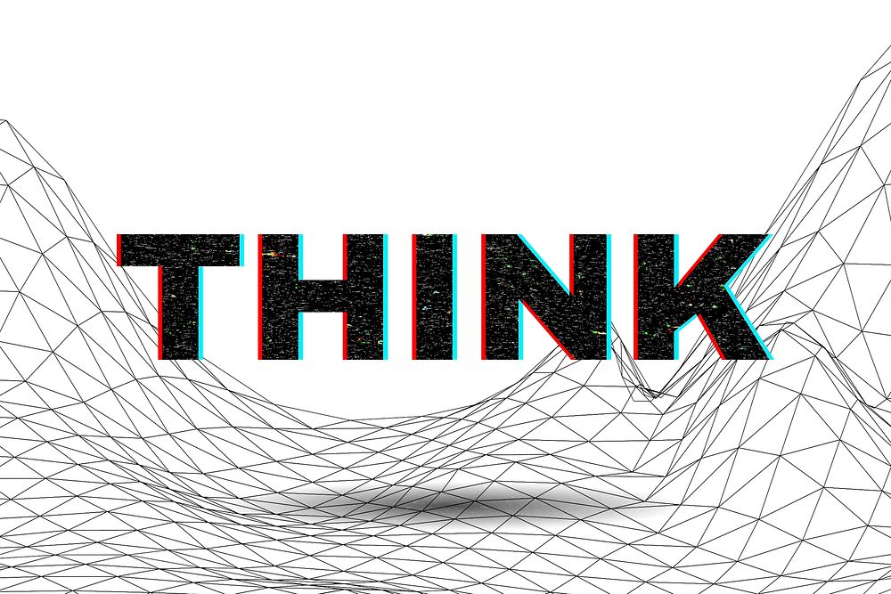 Text THINK typography wavy background