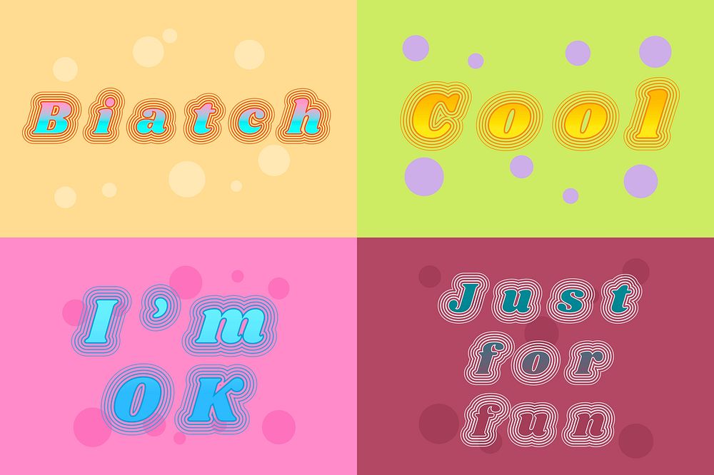 For fun funky psd typography set