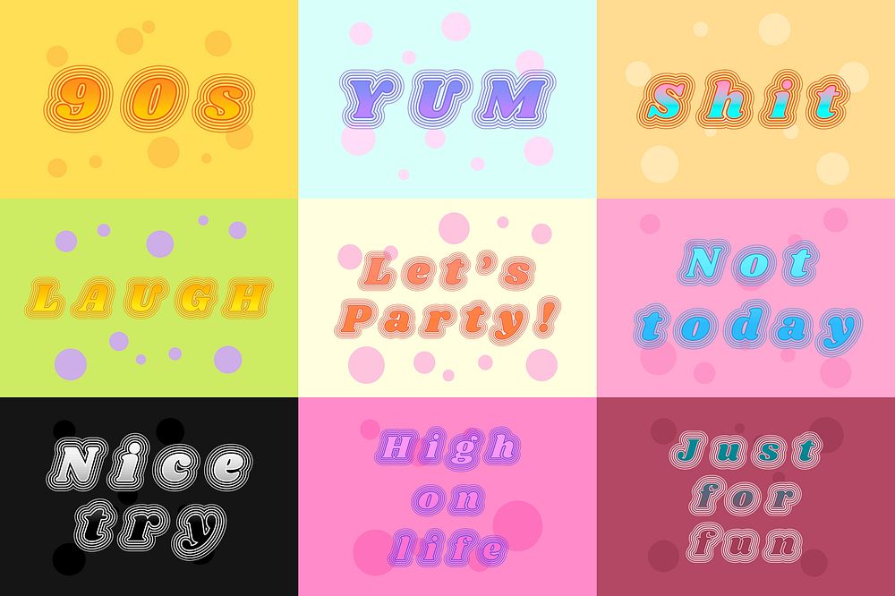 Colorful try again psd typography set