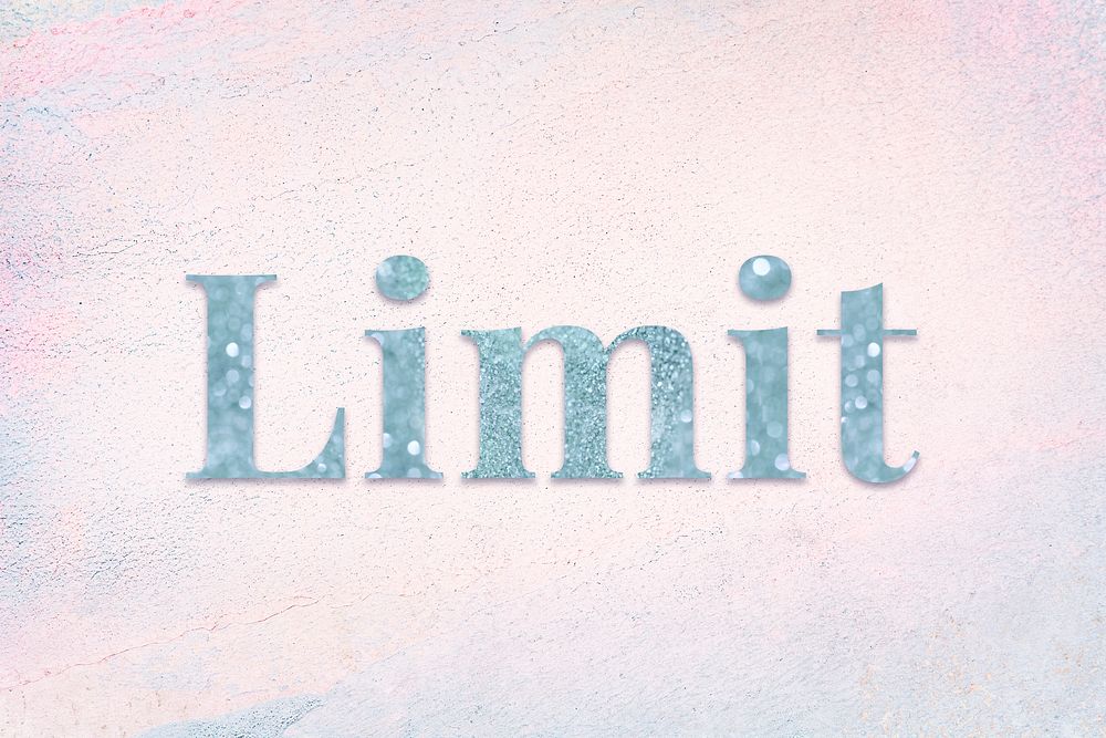 Glittery limit light blue typography on a pastel background