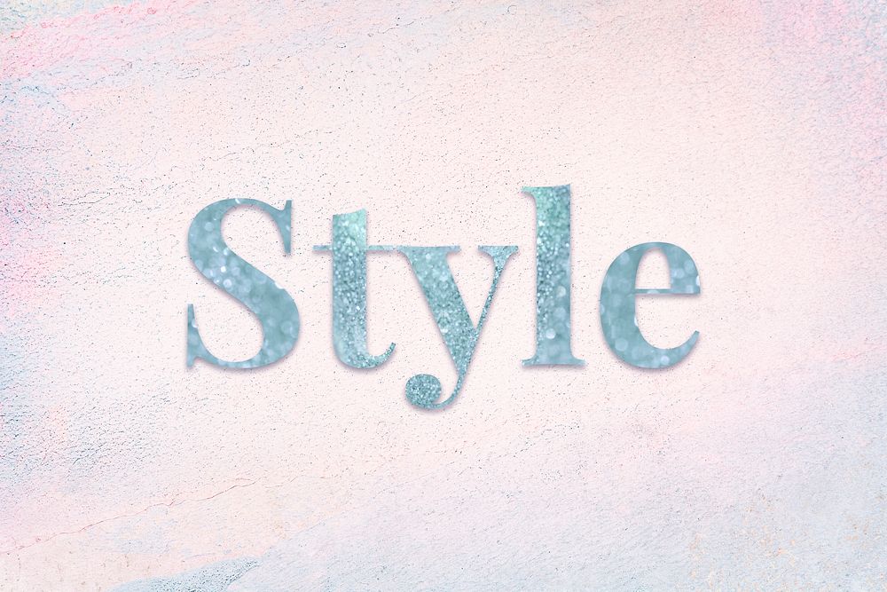 Glittery style blue typography on a pastel background