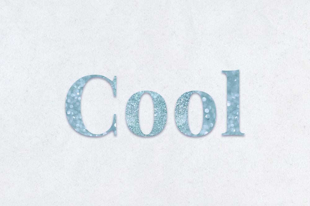 Glittery cool light blue typography on a blue background