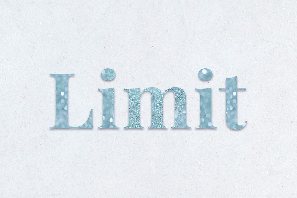 Glittery limit light blue font on a blue background