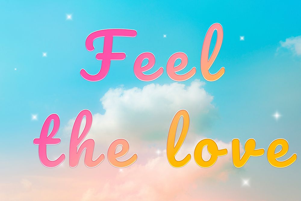 Feel the love typography doodle text