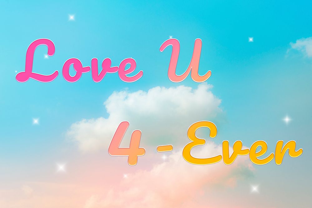 Love U 4-ever text doodle font typography
