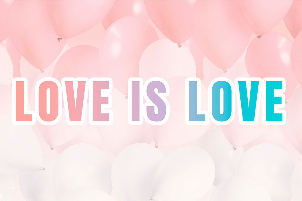Love is love word pastel vector gradient typography quote