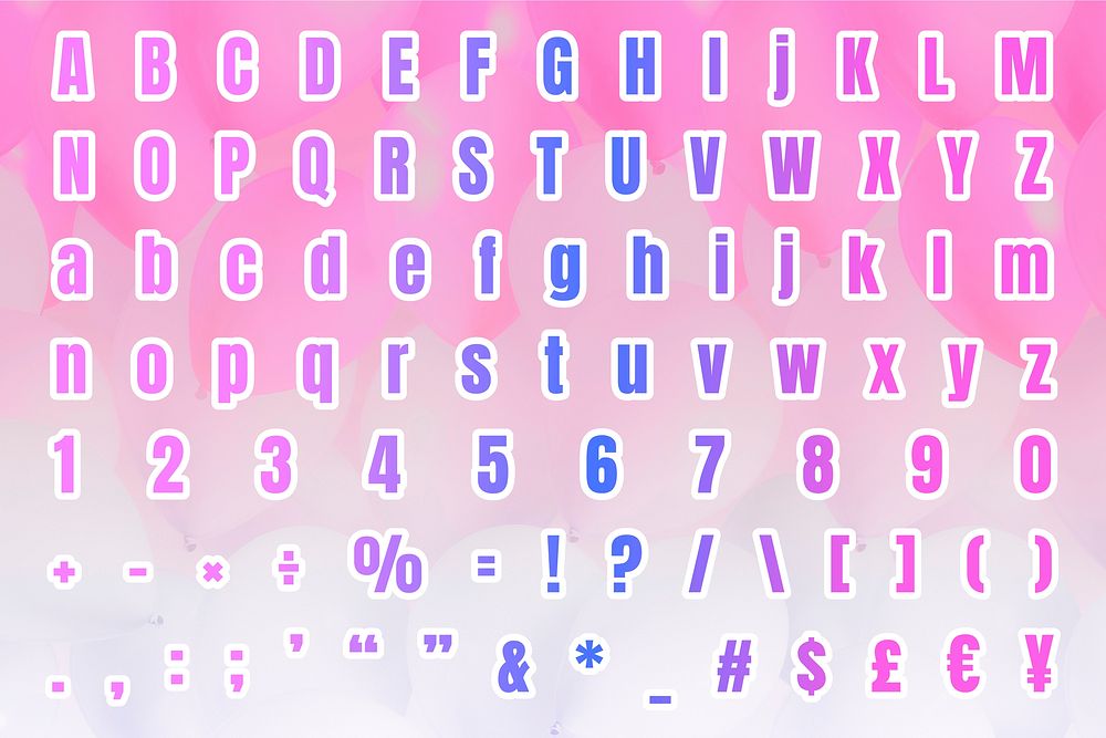 Vector alphabet gradient number symbol set