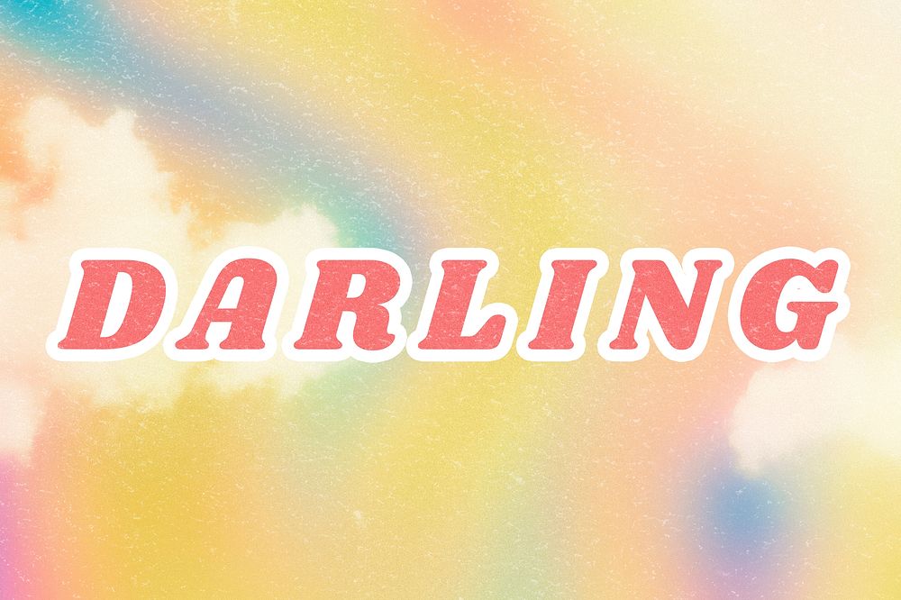 Colorful yellow Darling word typography pastel cute