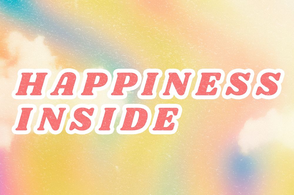 Yellow Happiness Inside word typography pastel cute wallpaper