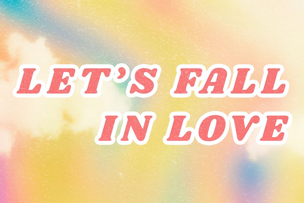 Yellow Let's Fall in Love aesthetic cloudscape wallpaper