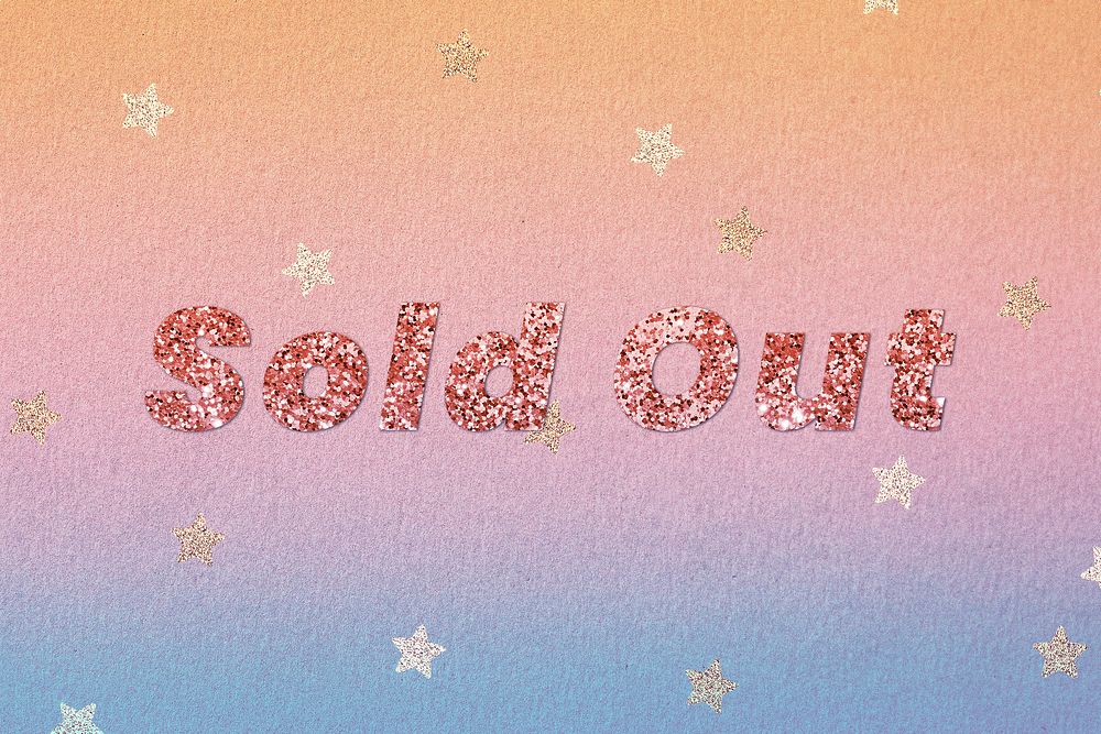 Glittery sold out word typography font