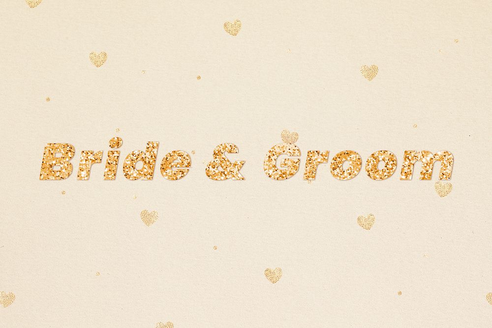 Bride & groom glitter word font