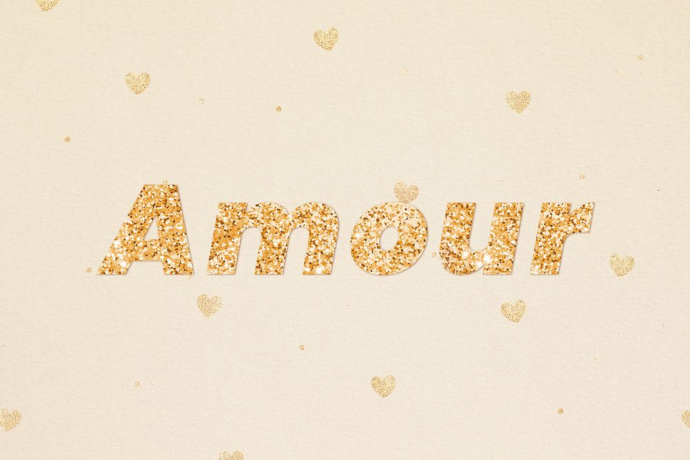 Glittery amour love word typography