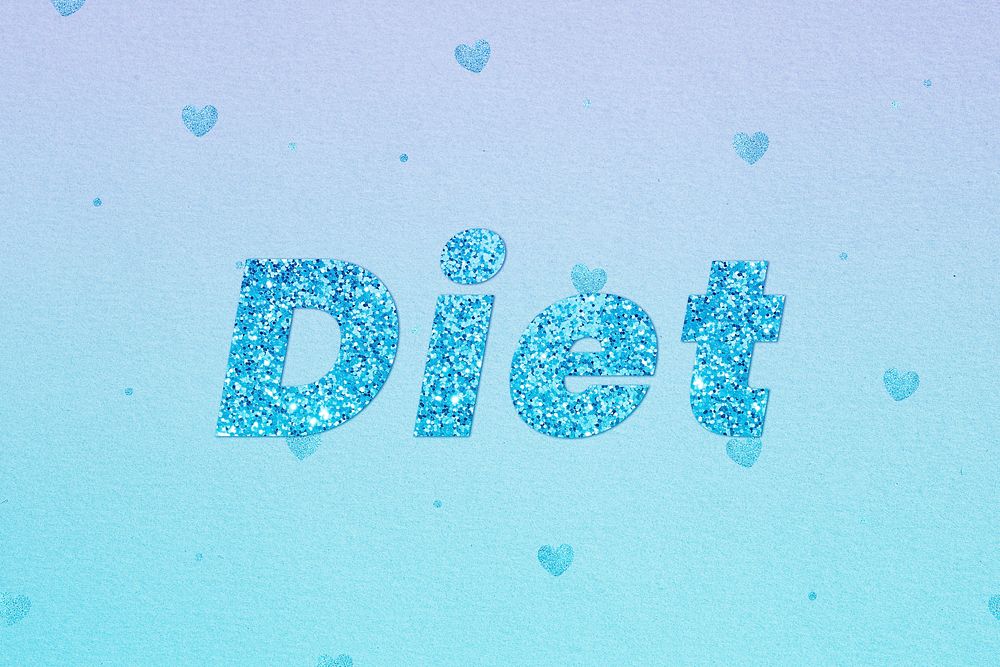 Shimmering diet glitter word font