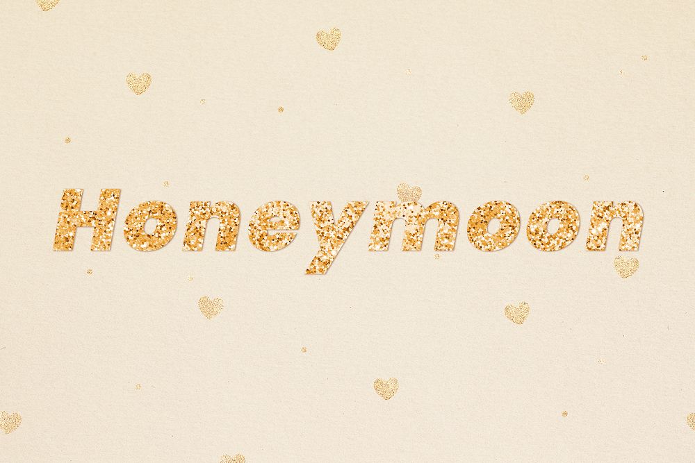 Honeymoon gold glitter text font