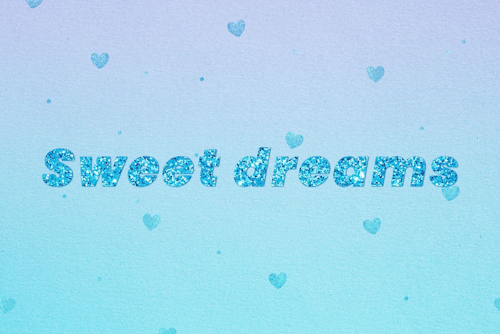 Glittery sweet dreams word lettering font