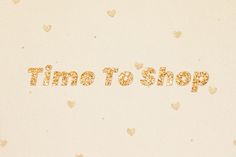 Glittery time to shop word lettering font