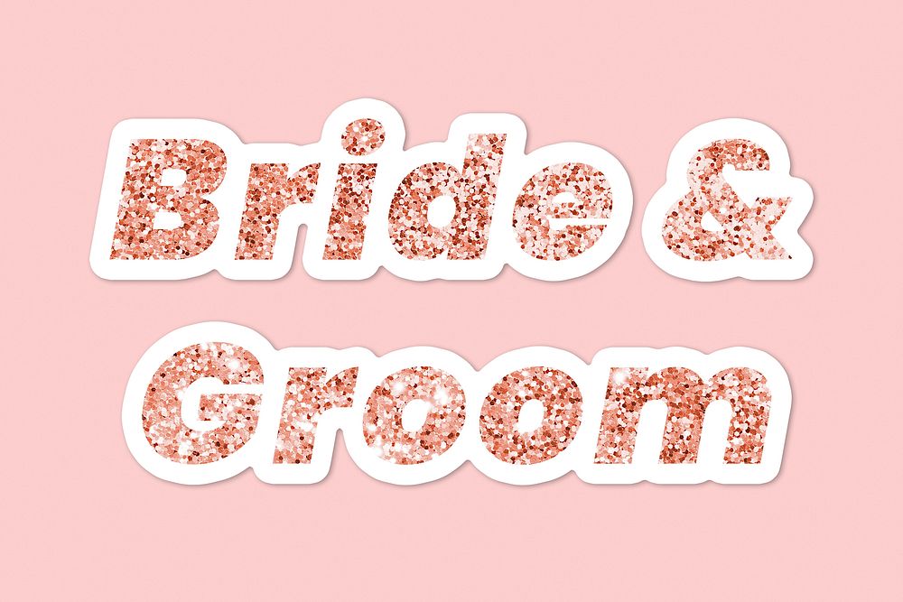 Bride & groom typography on pink background