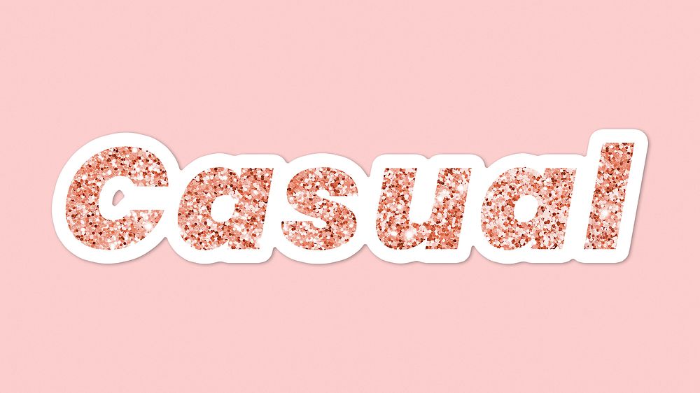 Glittery casual word on pink background