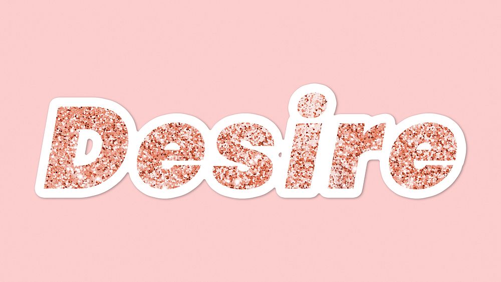 Glittery desire typography on pink background