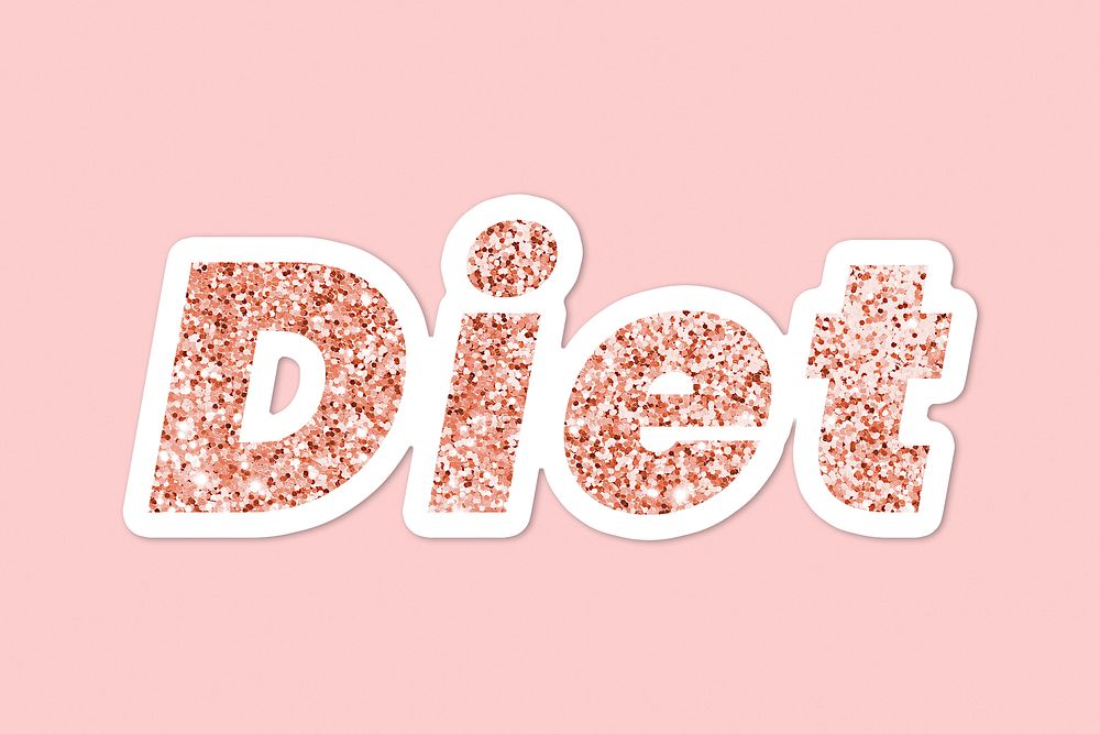 Glittery diet typography on pink background