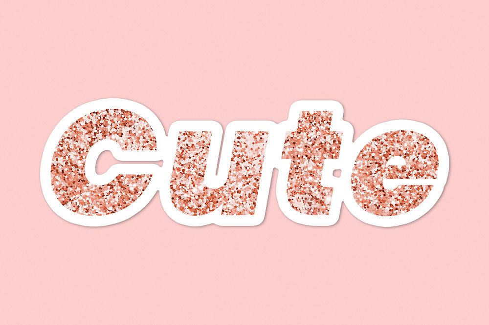 Glittery cute typography on pink background