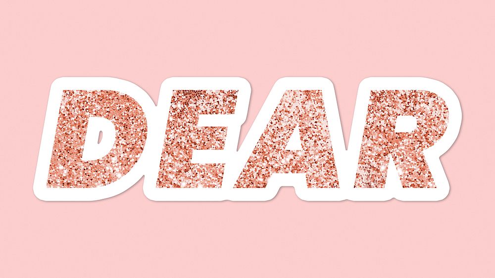 Glittery dear typography on pink background
