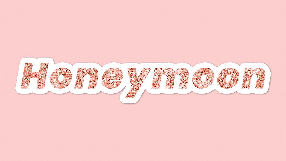 Glittery honeymoon typography on pink background
