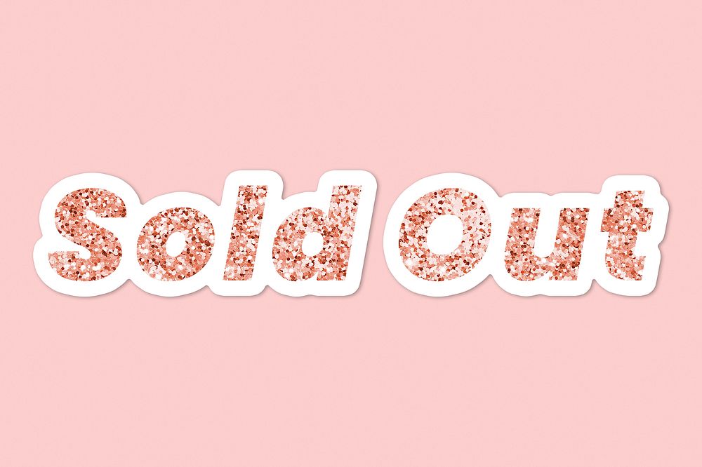 Glittery sold out typography on pink background