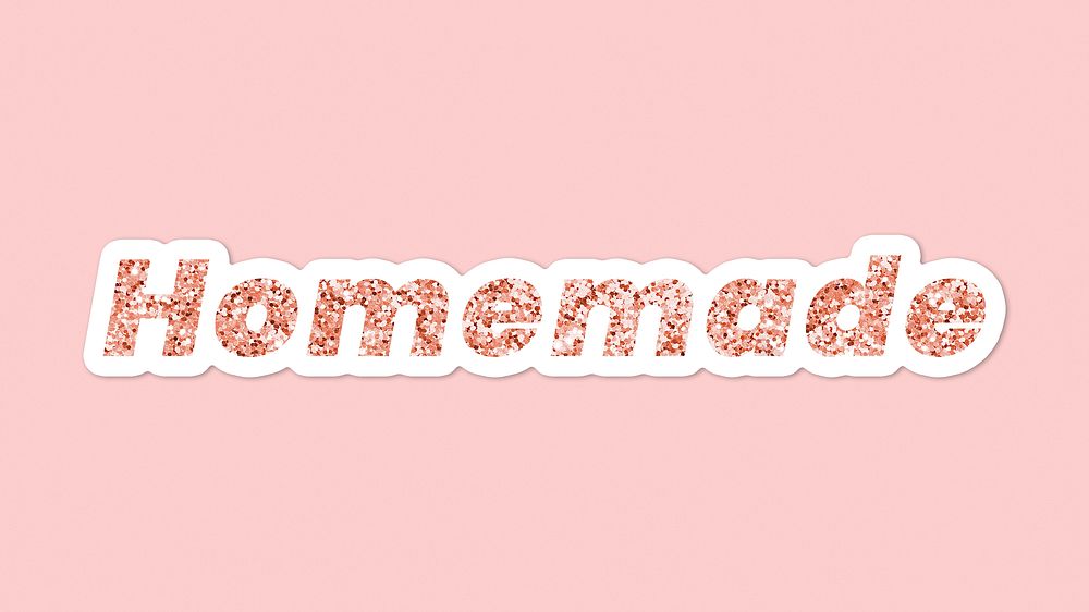 Glittery homemade typography on pink background
