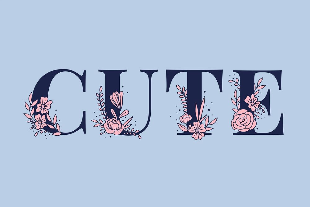 Floral vector typography Cute text feminine font