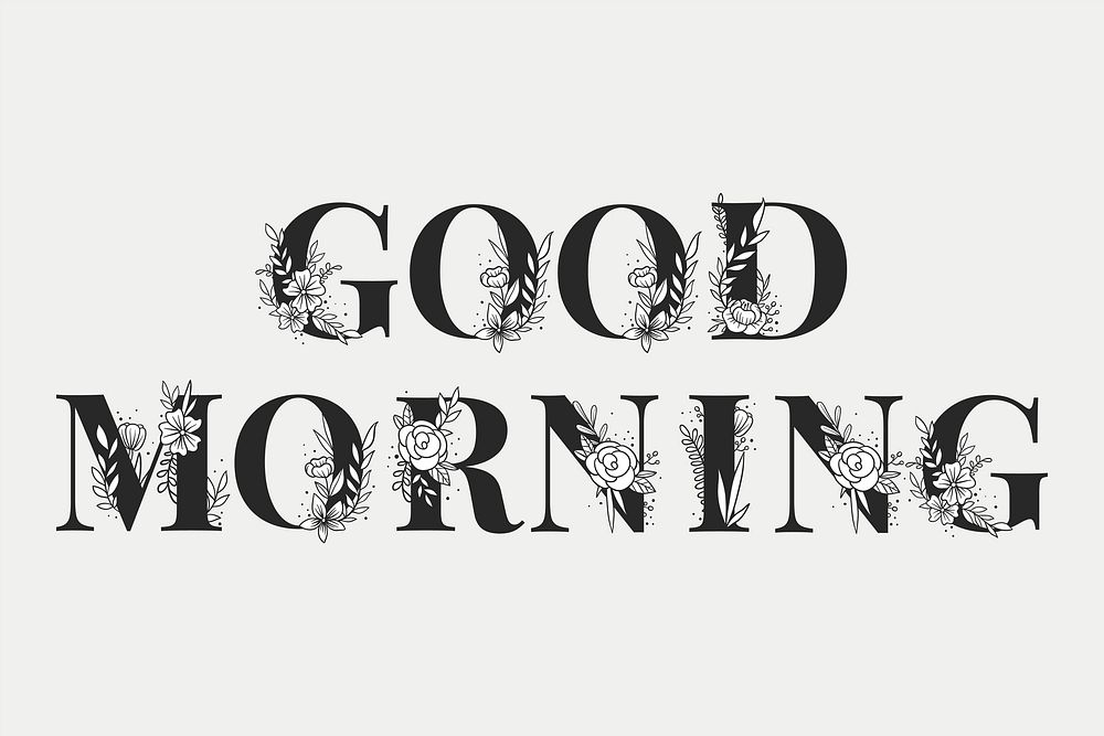 Good Morning word feminine lettering and typography vector