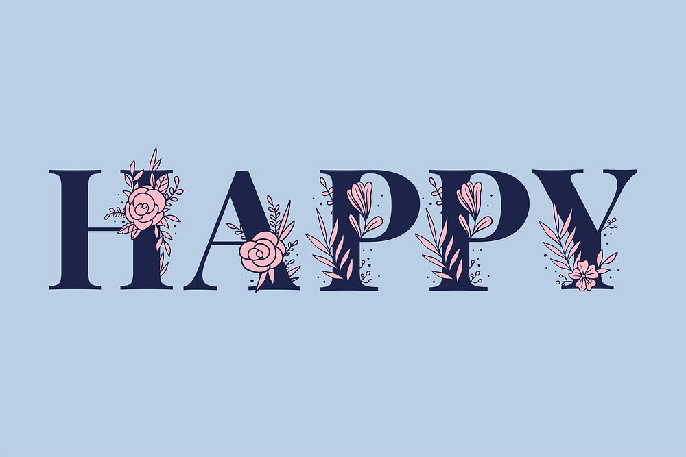 Girly Happy word typography vector lettering font