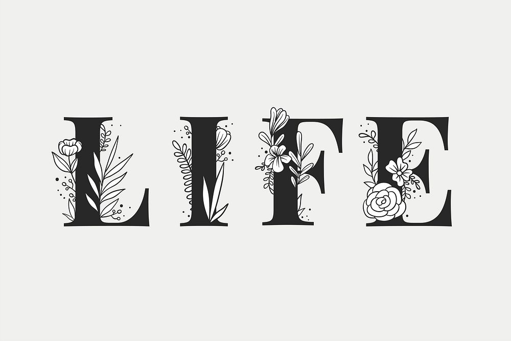 Girly Life word feminine typography font lettering vector