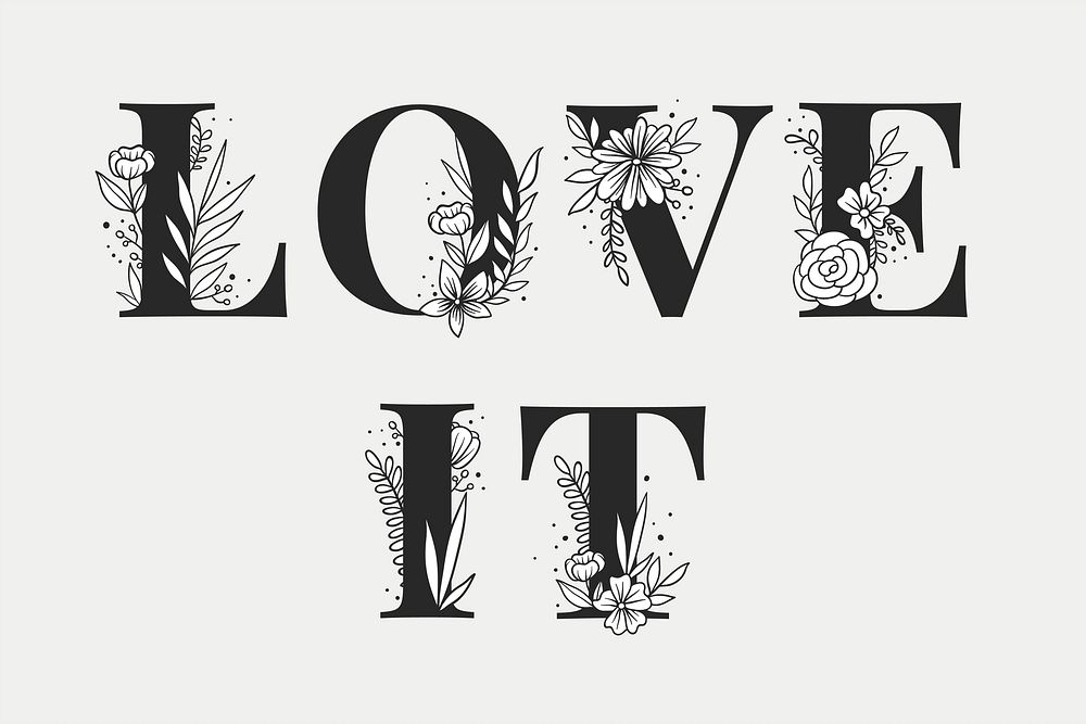 Girly Love It word typography vector lettering font