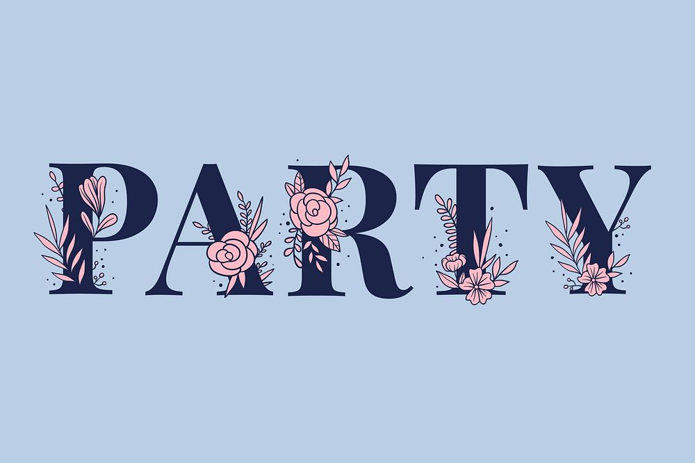 Floral Party vector feminine font typography text