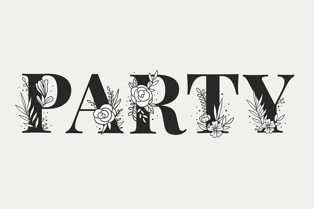 Party word typography vector font lettering