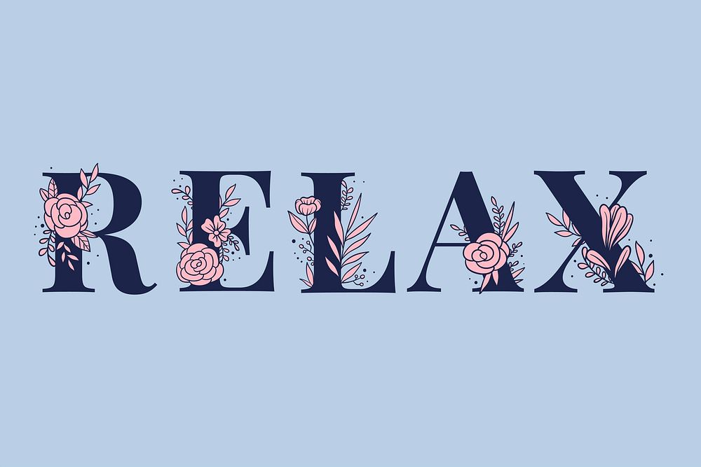 Relax flower typography feminine font vector
