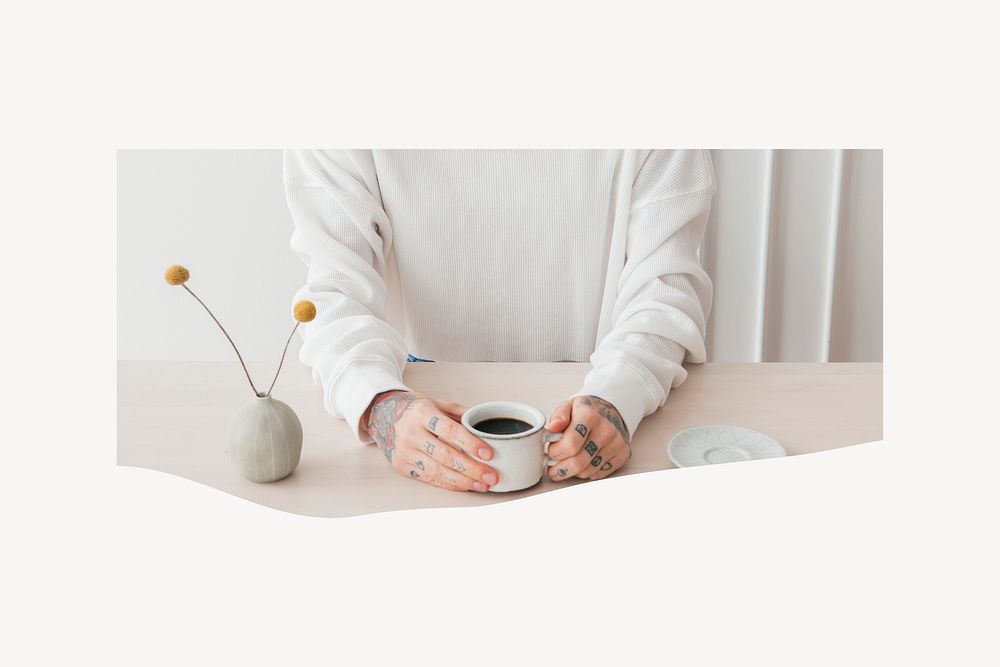 Coffee lover collage element, minimal design psd
