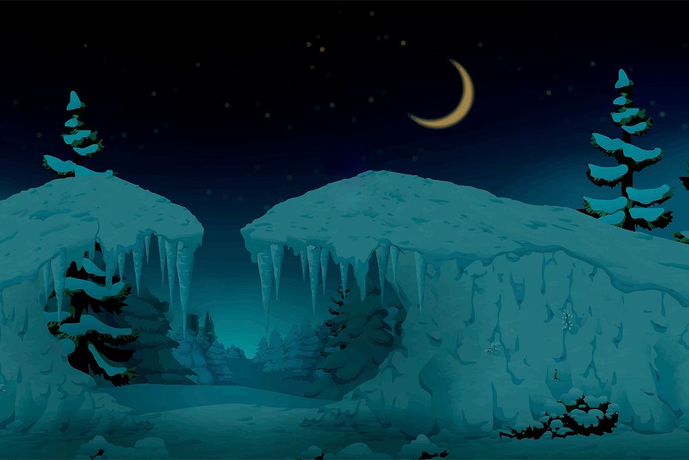 Winter night background, Glitch game illustration. Free public domain CC0 image.