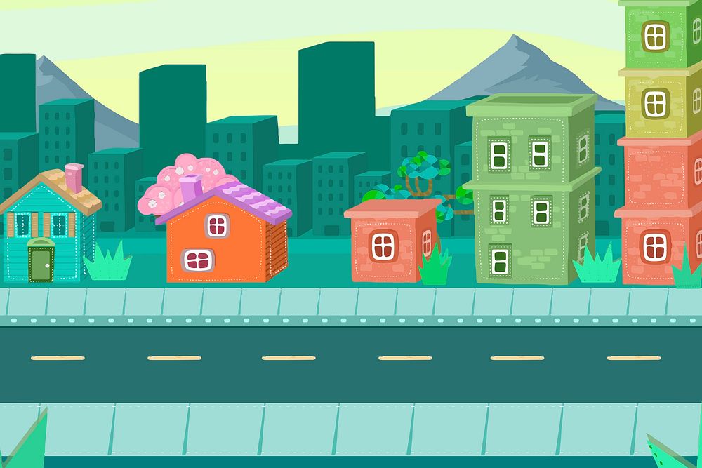 City background, Glitch game illustration. Free public domain CC0 image.