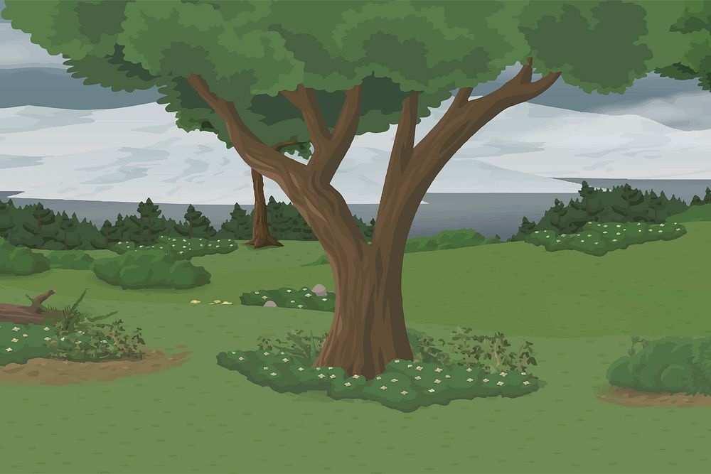 Tree background, Glitch game illustration. Free public domain CC0 image.