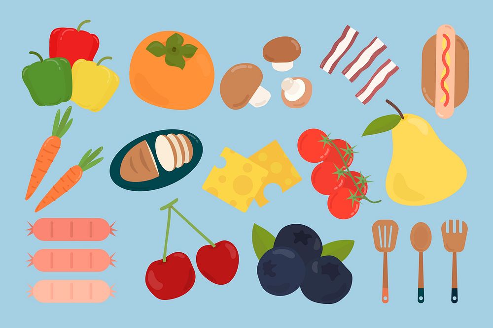 Cute pastel food sticker collection