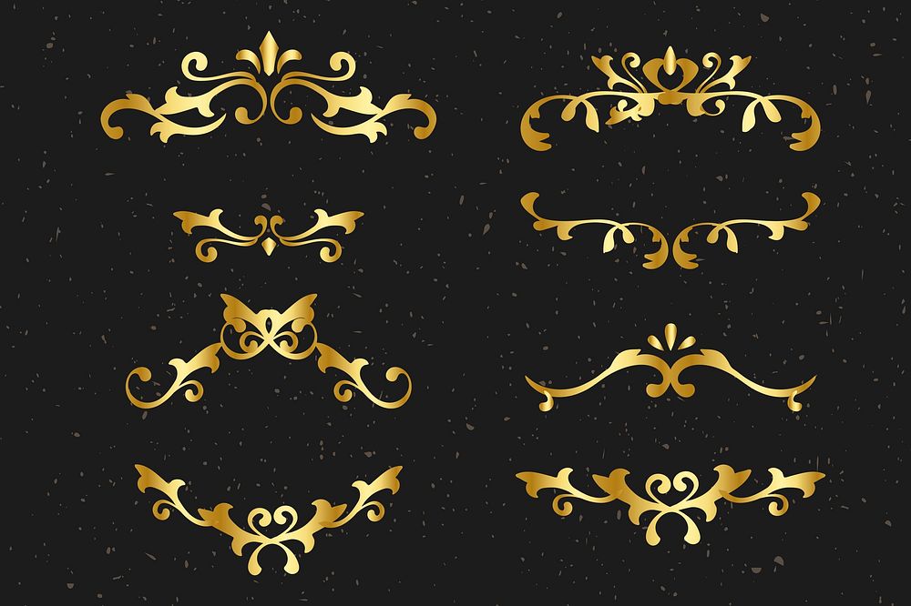 Elegant vector ornamental frame gold set