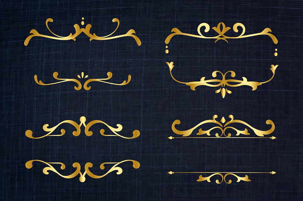 Gold classy frame ornaments vector vintage set