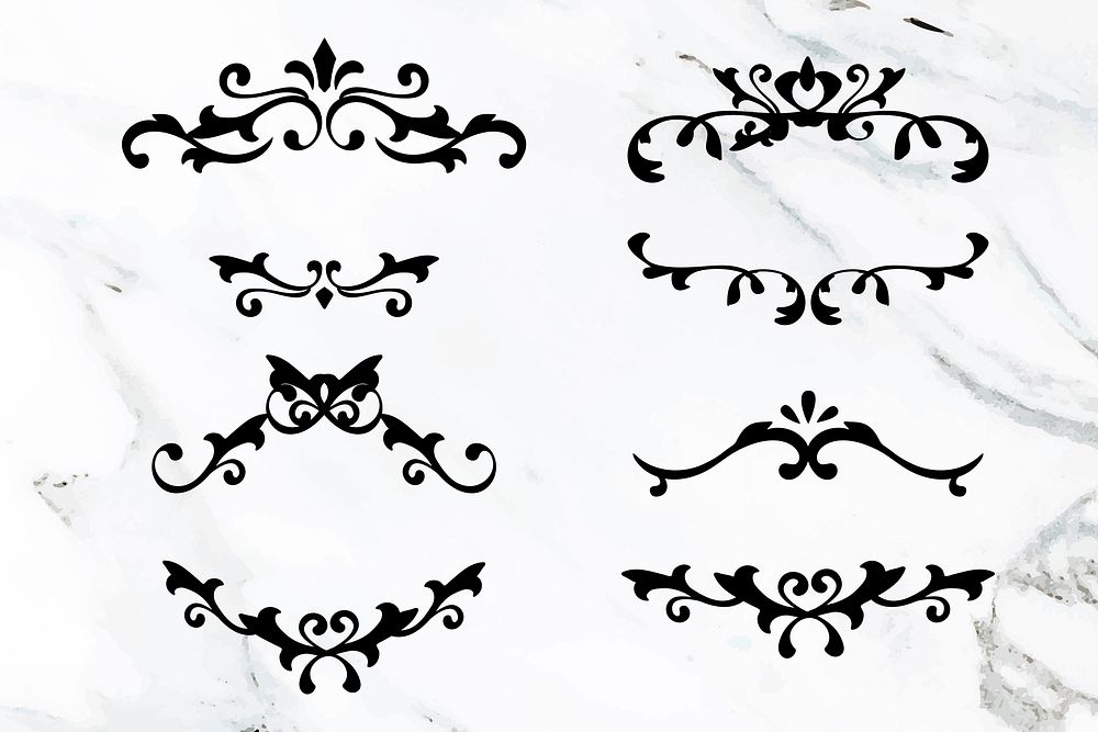 Black ornamental filigree frame vector set