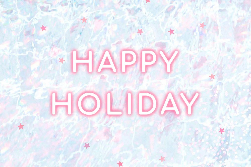Happy holiday neon typography vector