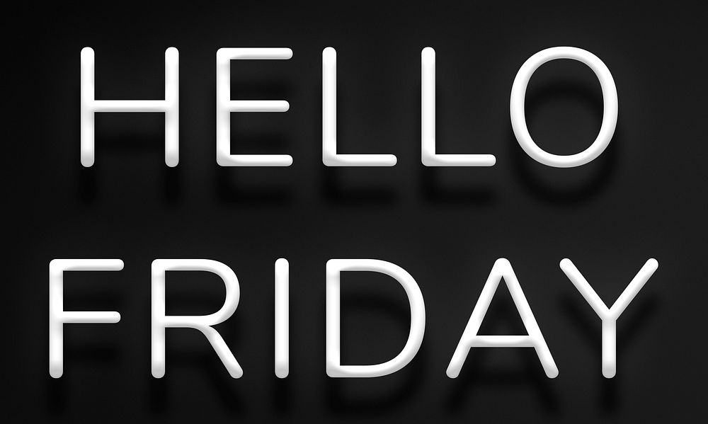 Glowing neon Hello Friday text
